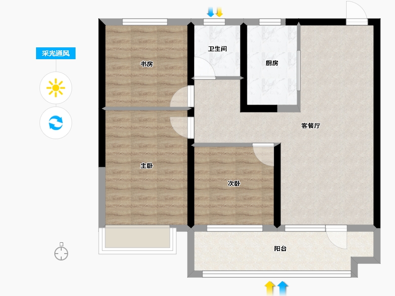 山东省-青岛市-卓越蔚蓝群岛-79.00-户型库-采光通风