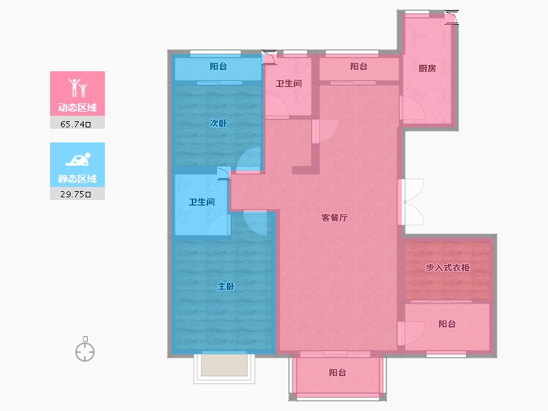 河北省-廊坊市-燕郊九里香堤-85.05-户型库-动静分区