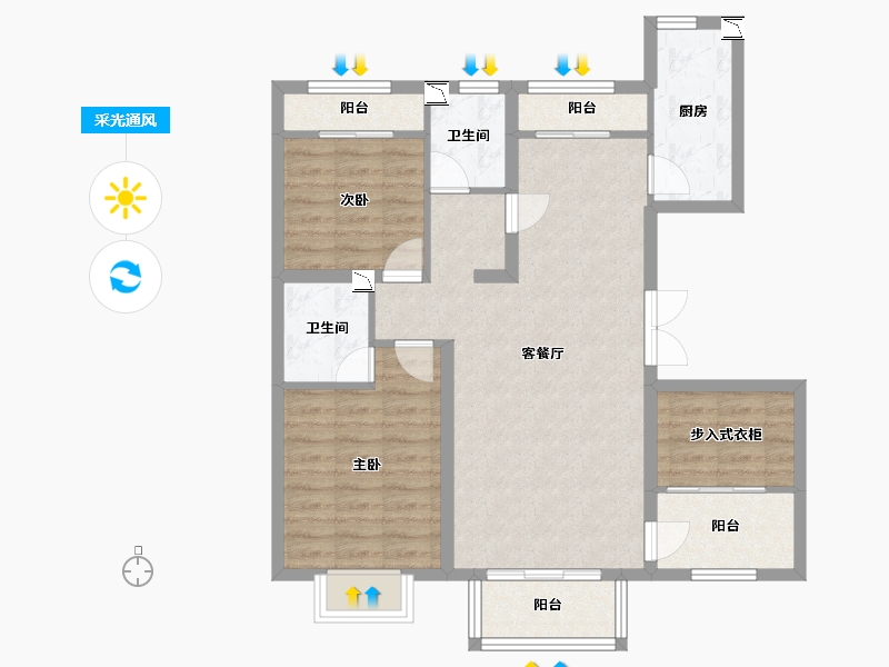 河北省-廊坊市-燕郊九里香堤-85.05-户型库-采光通风