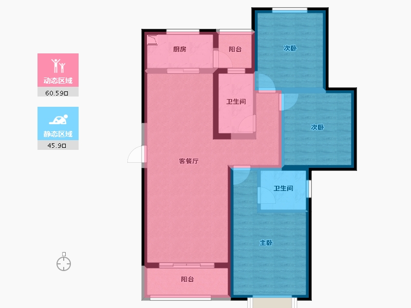 河北省-唐山市-富力盛悦府-94.28-户型库-动静分区