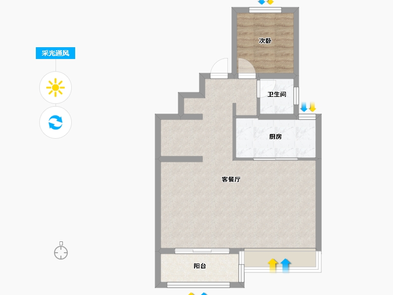 陕西省-西安市-金辉・崇文府-60.00-户型库-采光通风