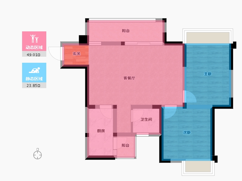 四川省-成都市-白鹤一号-64.29-户型库-动静分区