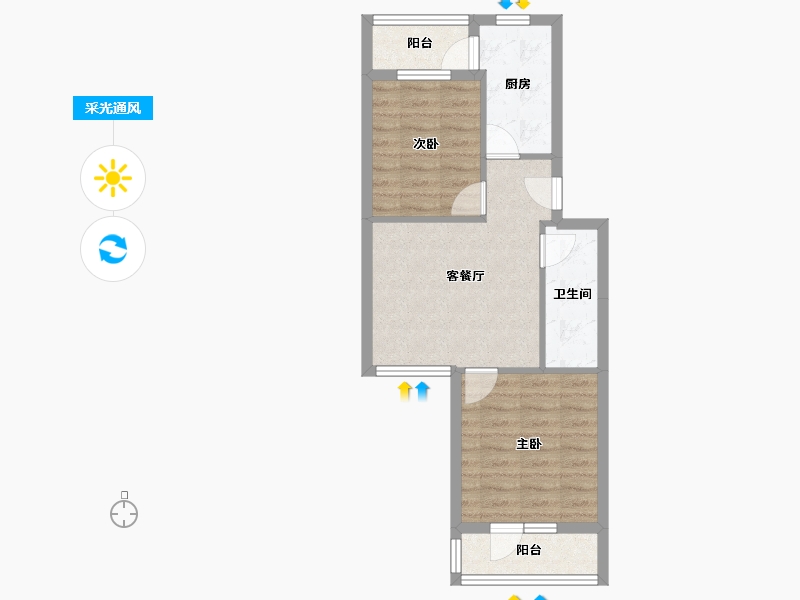 北京-北京市-南湖中园二区-52.35-户型库-采光通风