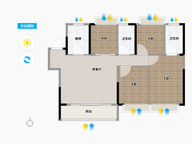 江苏省-苏州市-泊云庭-160.00-户型库-采光通风