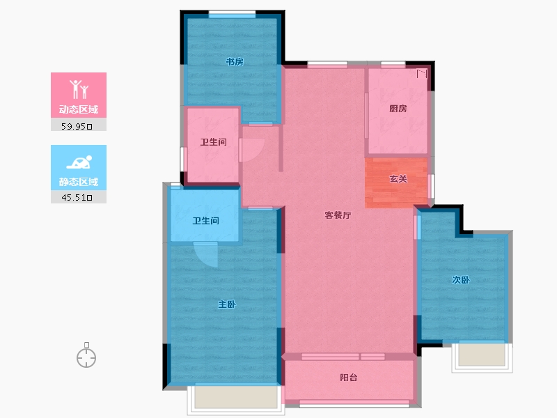 山东省-青岛市-鑫江花漾里-94.40-户型库-动静分区