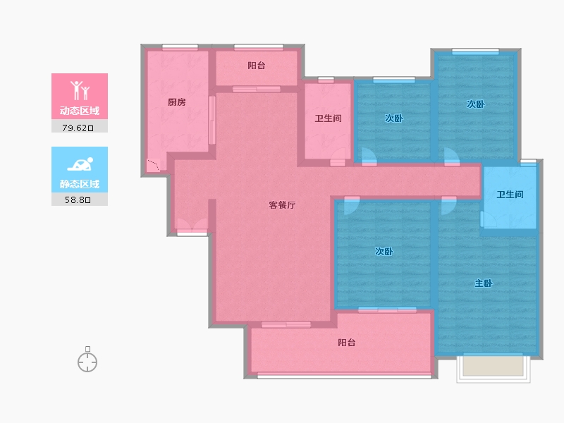 陕西省-西安市-沁园小区-122.50-户型库-动静分区