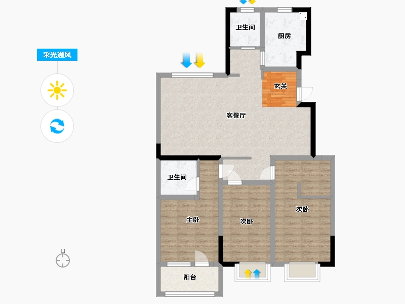 山东省-青岛市-广润熙悦-98.40-户型库-采光通风