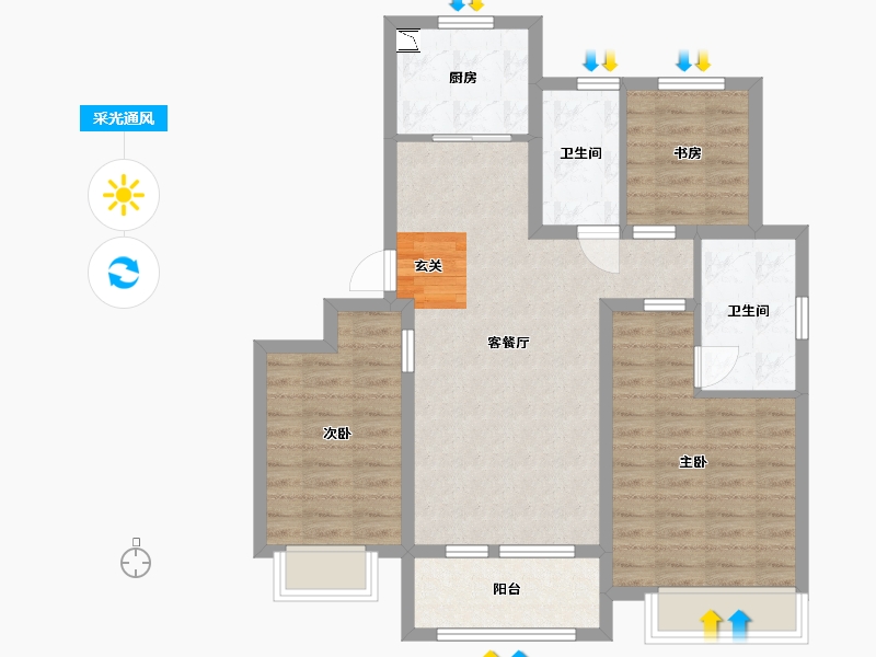 山东省-青岛市-海尔产城创白云山花园-81.60-户型库-采光通风