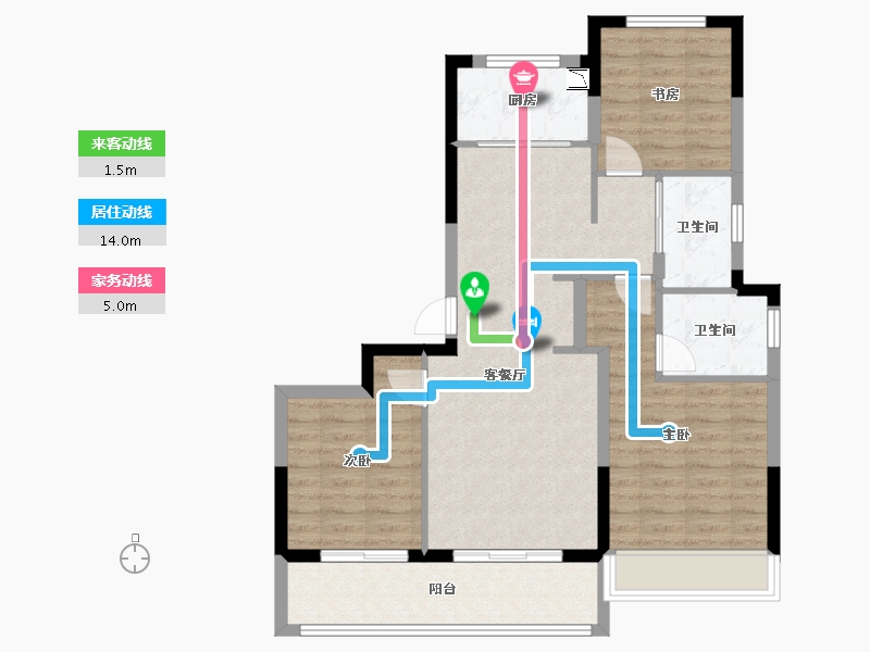 浙江省-杭州市-棠玥湾-84.55-户型库-动静线