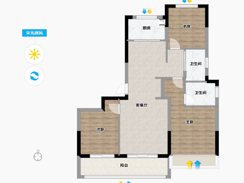 浙江省-杭州市-棠玥湾-84.55-户型库-采光通风