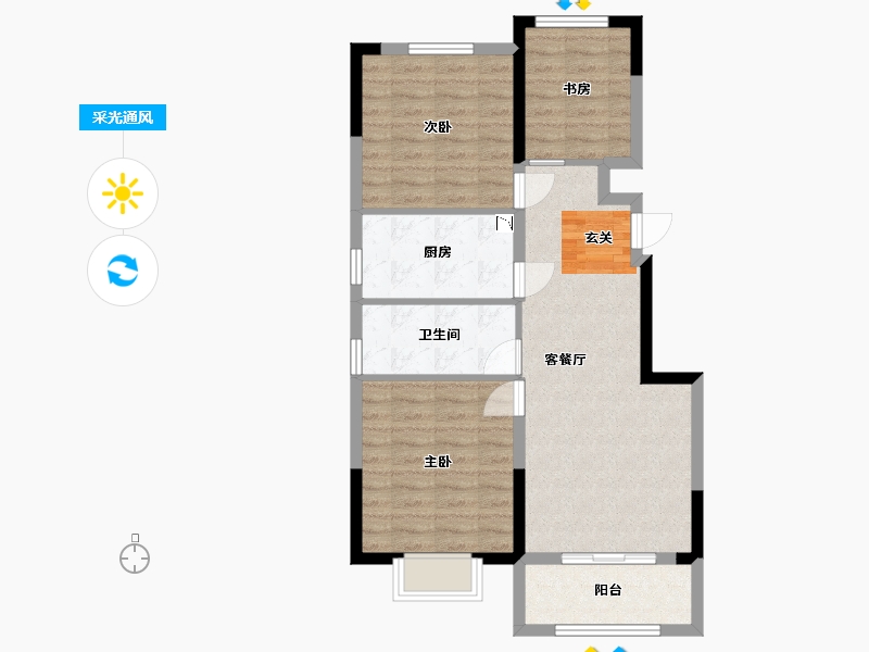 山东省-青岛市-仙山花园-74.75-户型库-采光通风