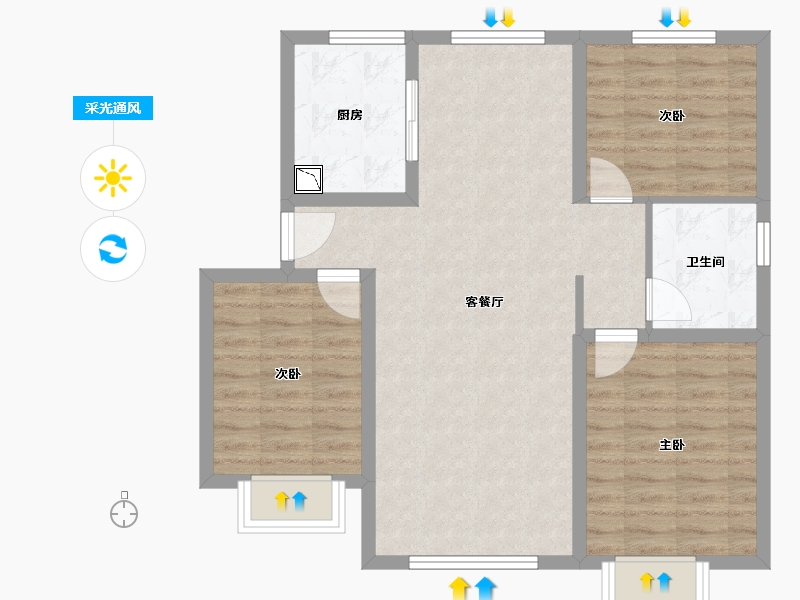 山东省-济南市-福泰・新都城-79.27-户型库-采光通风