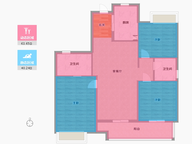 江苏省-南通市-万科・时代之光-93.60-户型库-动静分区