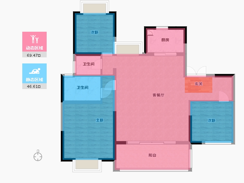 江苏省-南通市-春风里-104.80-户型库-动静分区