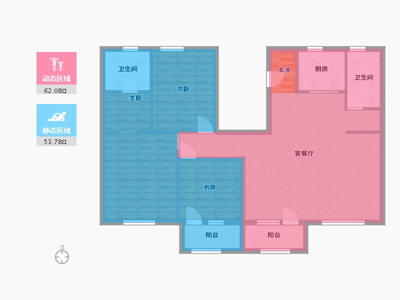 辽宁省-大连市-西府御棠-104.65-户型库-动静分区