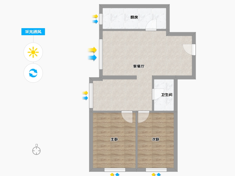 北京-北京市-溪城家园-61.48-户型库-采光通风