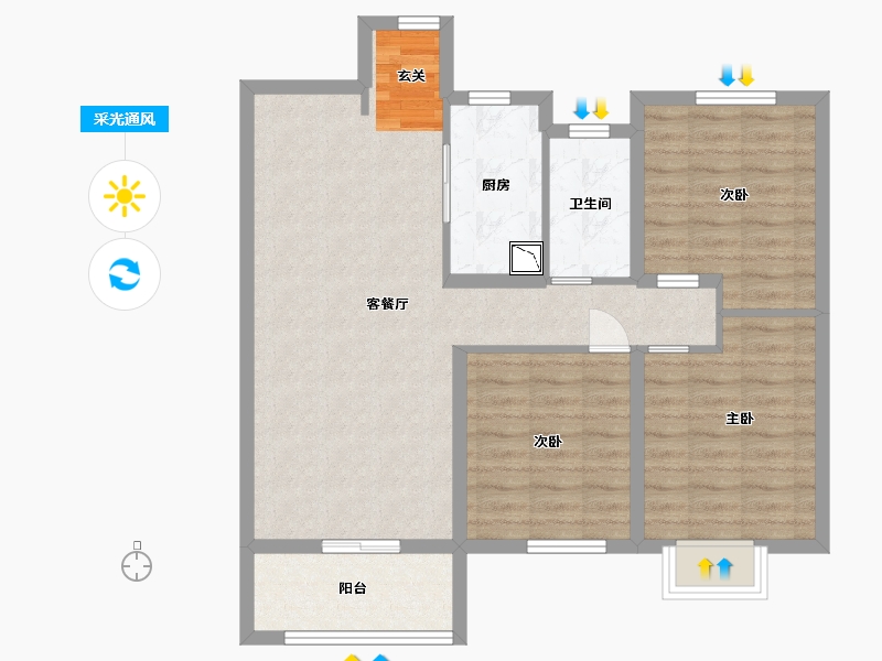 山西省-太原市-中海国际社区-84.80-户型库-采光通风