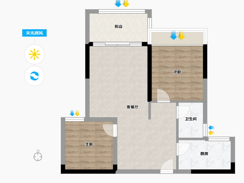 四川省-宜宾市-观音・南部兴城-64.59-户型库-采光通风