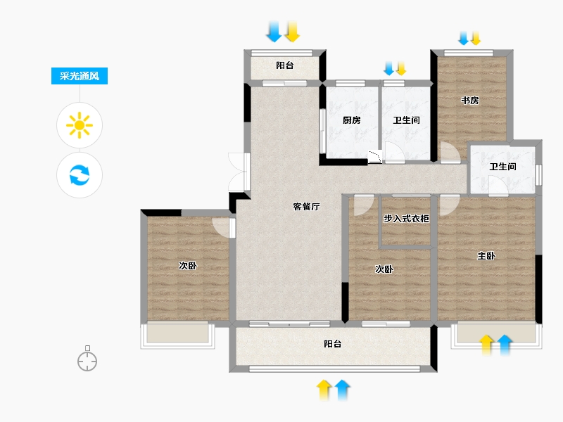 浙江省-宁波市-逸家园二期-125.01-户型库-采光通风