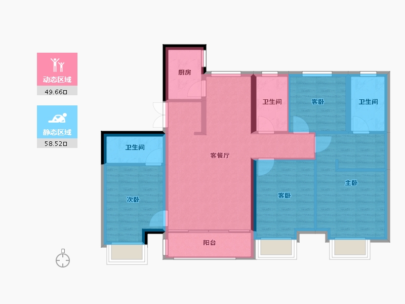 黑龙江省-哈尔滨市-哈尔滨宝能城-96.86-户型库-动静分区