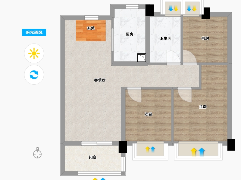 上海-上海市-海�h虹桥金茂悦-67.23-户型库-采光通风