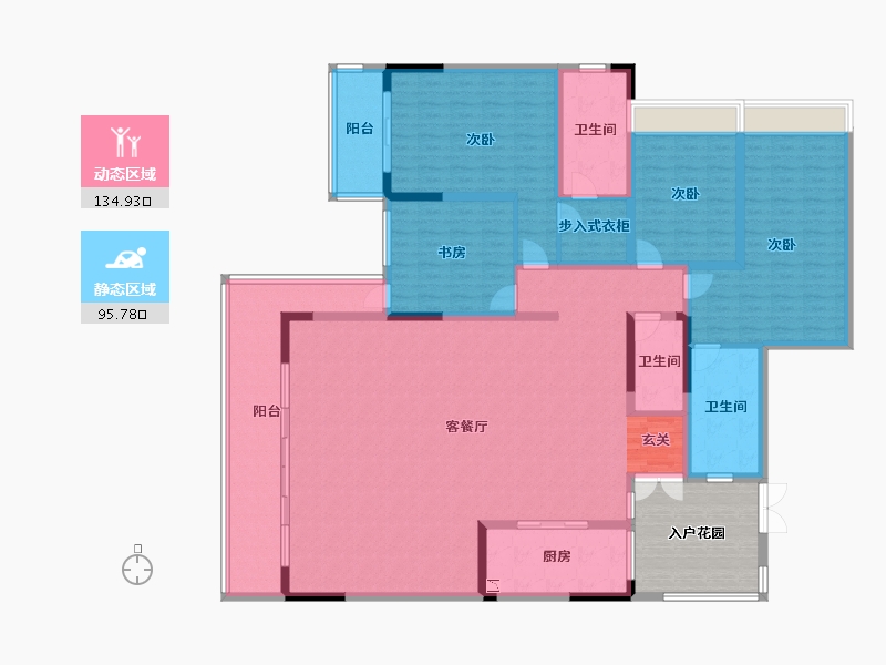 四川省-成都市-金沙城西府澜院-222.65-户型库-动静分区