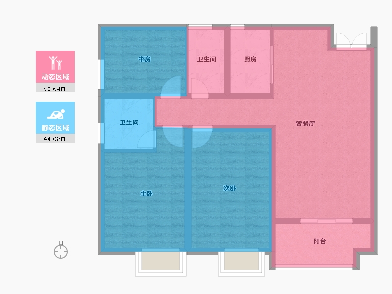 湖南省-长沙市-金恒・银杉里-84.36-户型库-动静分区