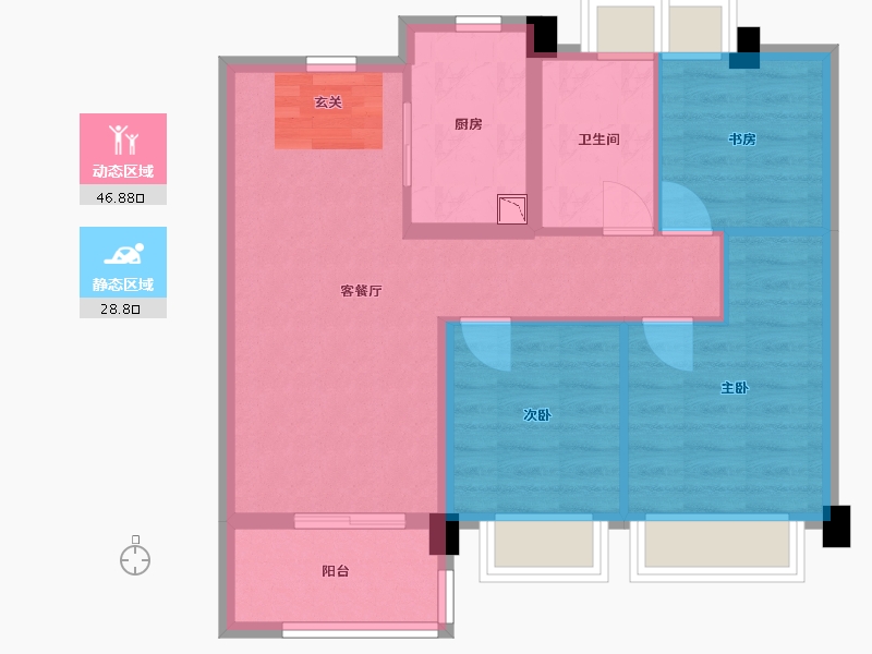 上海-上海市-海�h虹桥金茂悦-67.23-户型库-动静分区