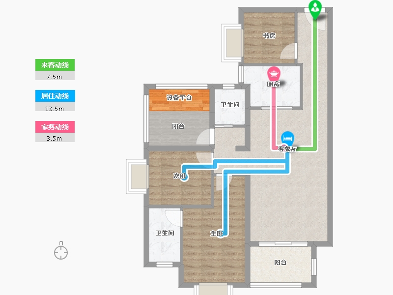 湖南省-长沙市-南�Z滨江书苑-87.61-户型库-动静线