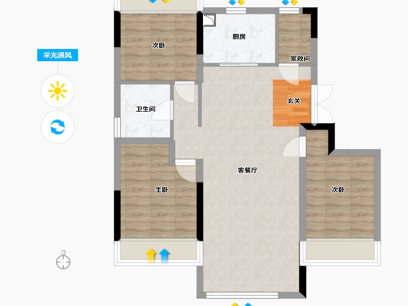 吉林省-长春市-保利时光印象-77.00-户型库-采光通风