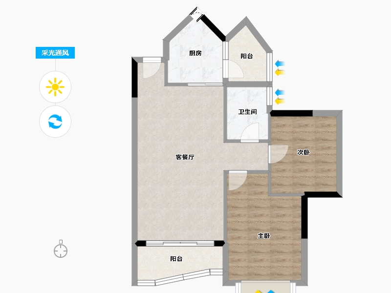 福建省-泉州市-莲花万盛凤凰城-69.53-户型库-采光通风