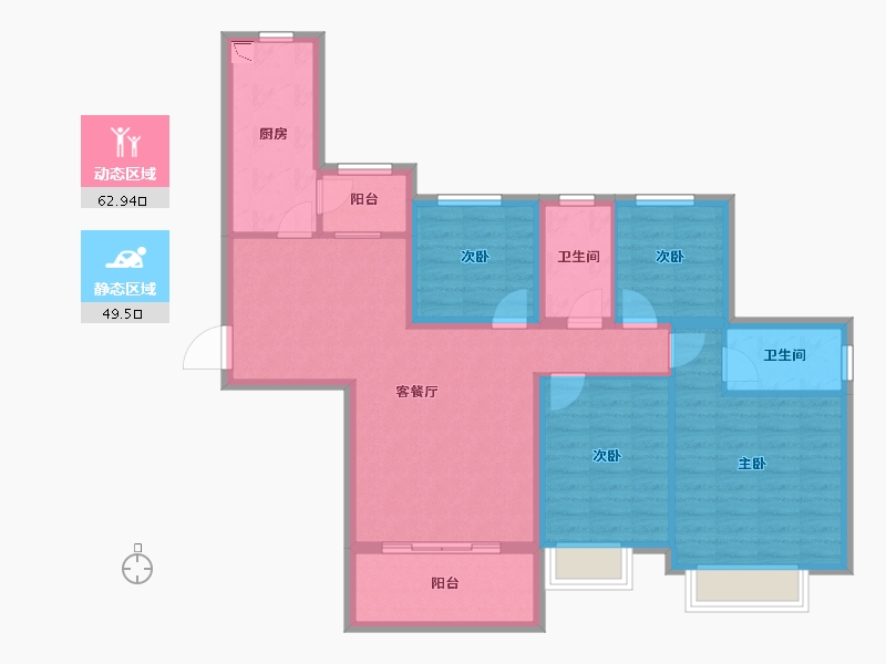 湖南省-长沙市-恒大揽湖苑-100.31-户型库-动静分区