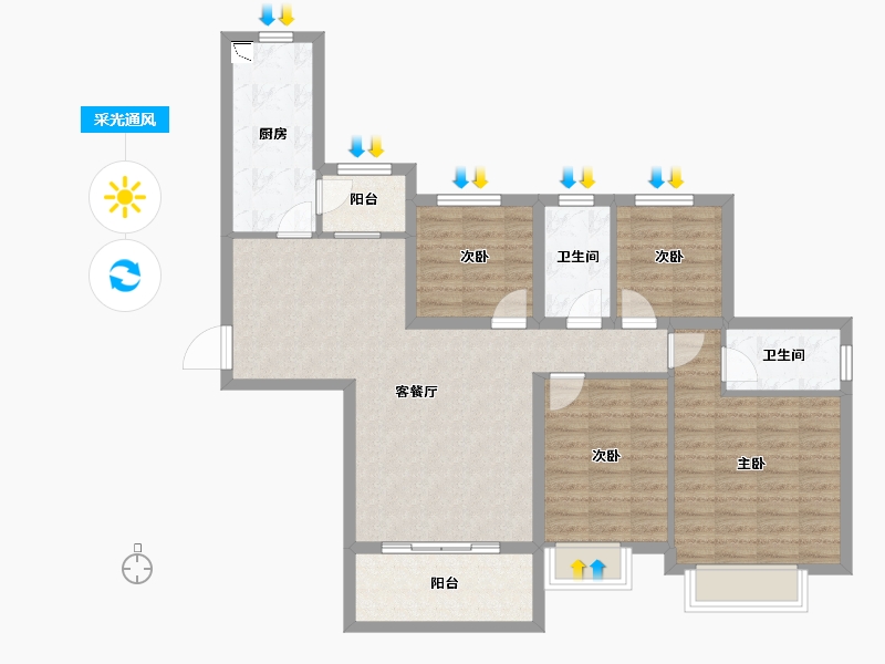 湖南省-长沙市-恒大揽湖苑-100.31-户型库-采光通风