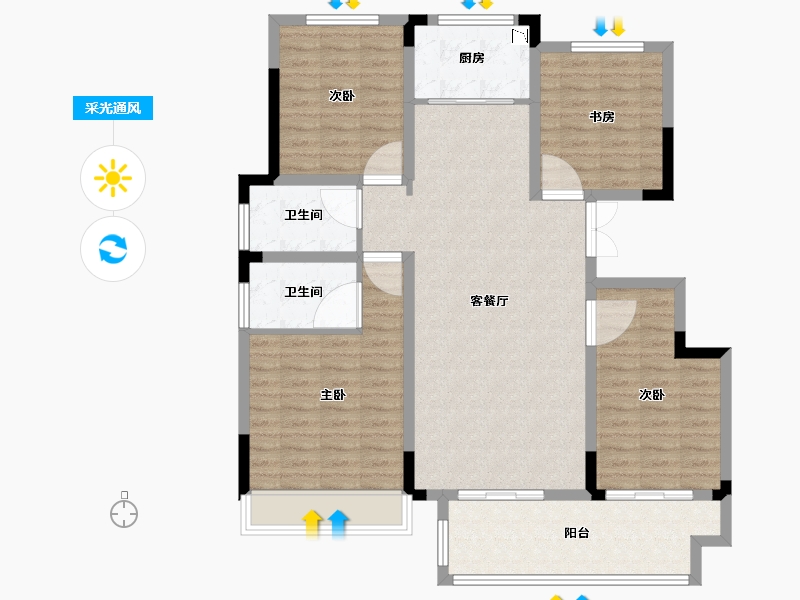 安徽省-淮北市-中梁国宾天下-112.00-户型库-采光通风