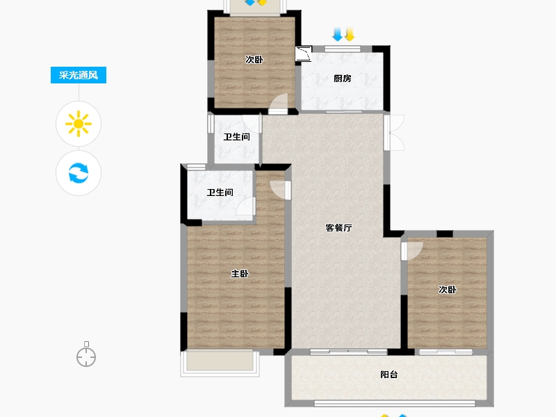 江苏省-无锡市-中央华府花园-116.00-户型库-采光通风