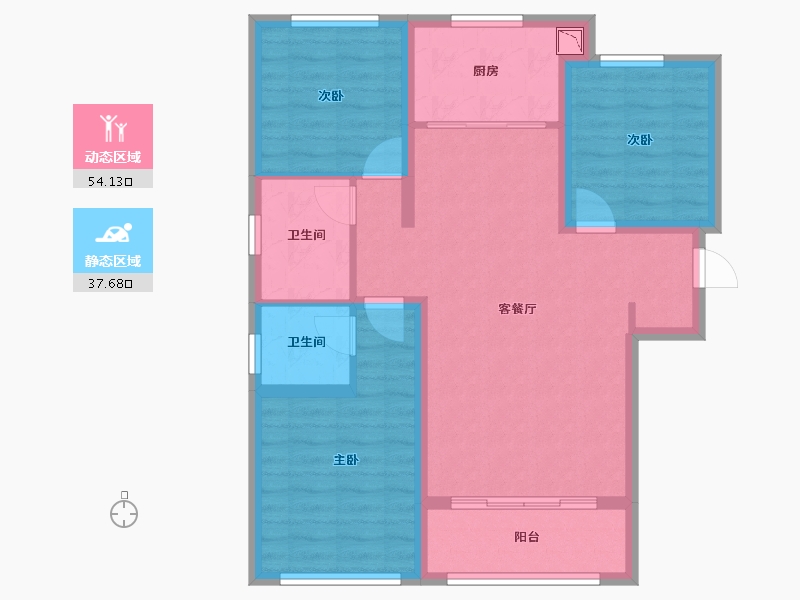 河北省-石家庄市-润江昆仑府-81.62-户型库-动静分区