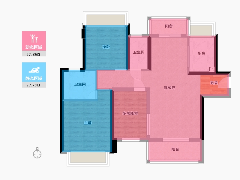 广东省-江门市-新会骏景湾・领誉-75.22-户型库-动静分区