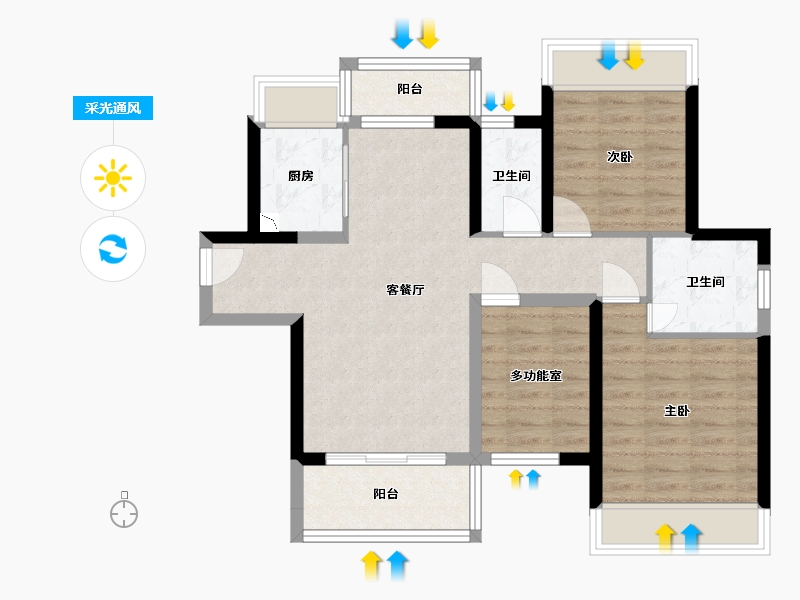 广东省-江门市-新会骏景湾・领誉-74.68-户型库-采光通风