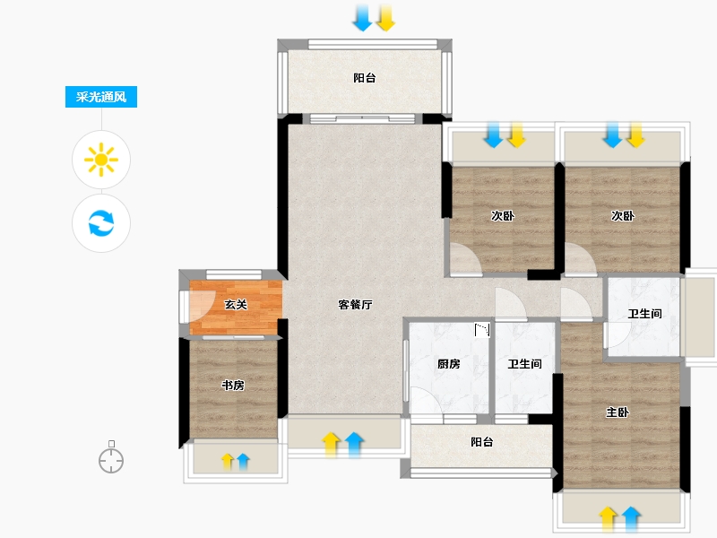 广东省-江门市-御锦世家花园-82.50-户型库-采光通风