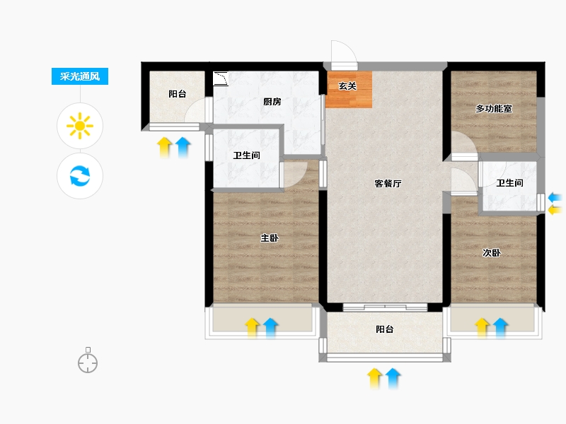 广东省-江门市-新会骏景湾・领誉-70.95-户型库-采光通风