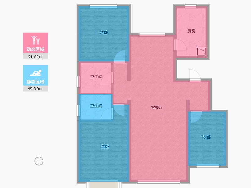 新疆维吾尔自治区-伊犁哈萨克自治州-四美・城南壹号-95.48-户型库-动静分区