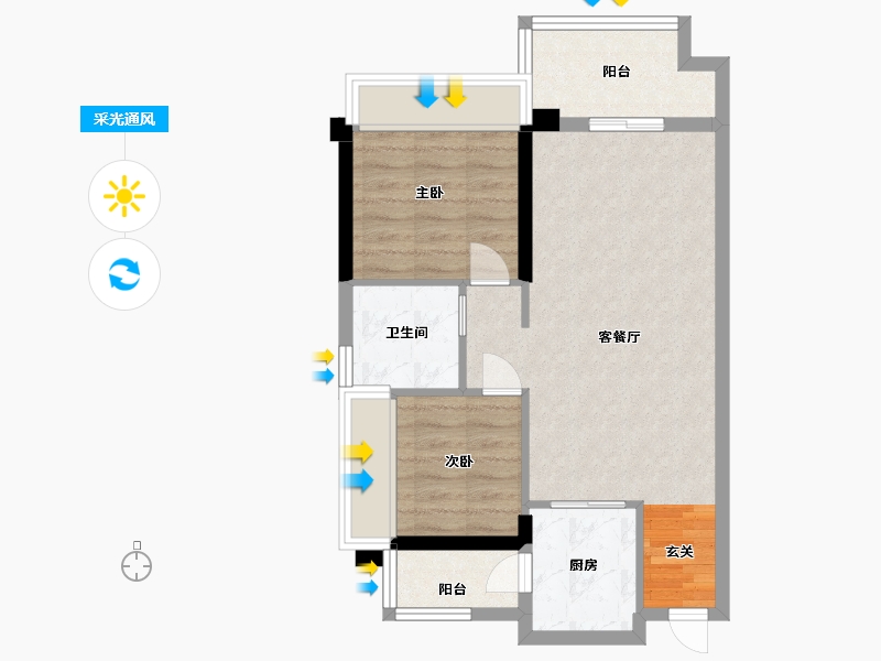 广东省-湛江市-奥园悦时代・熙园-61.51-户型库-采光通风