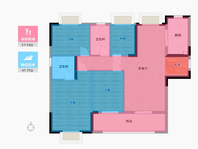 湖北省-武汉市-融创首创九派江山-94.41-户型库-动静分区