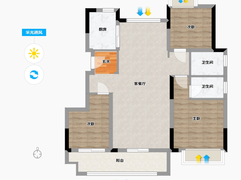 江西省-九江市-锦天府-87.00-户型库-采光通风