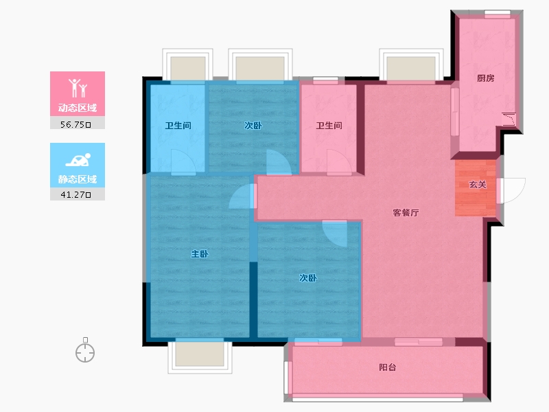 湖北省-武汉市-融创首创九派江山-88.00-户型库-动静分区