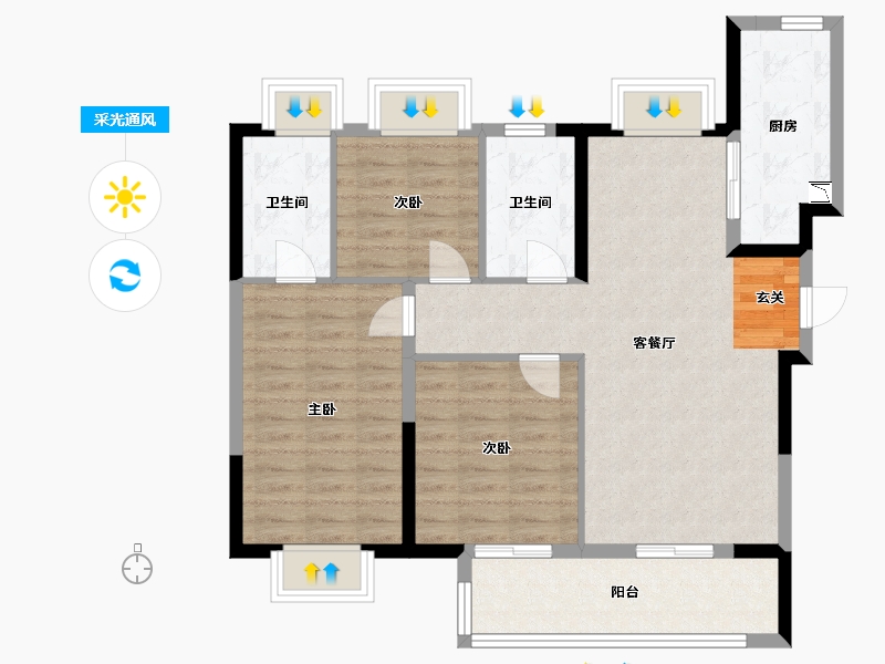 湖北省-武汉市-融创首创九派江山-88.00-户型库-采光通风