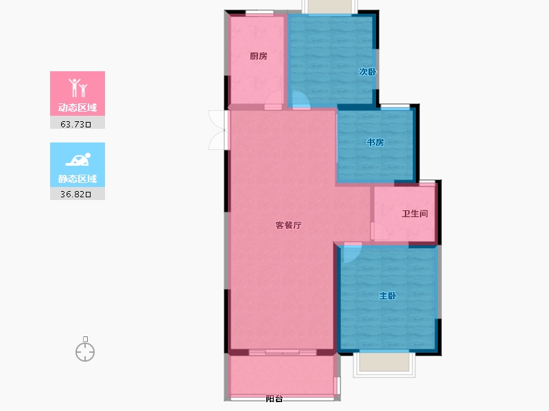 江苏省-南京市-滨江雅园-90.76-户型库-动静分区