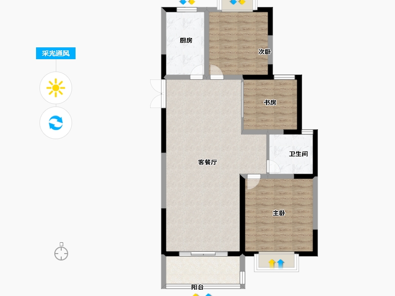 江苏省-南京市-滨江雅园-90.76-户型库-采光通风