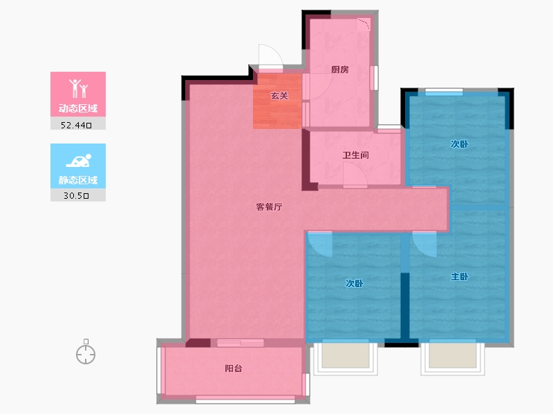 湖北省-武汉市-融创首创九派江山-73.79-户型库-动静分区