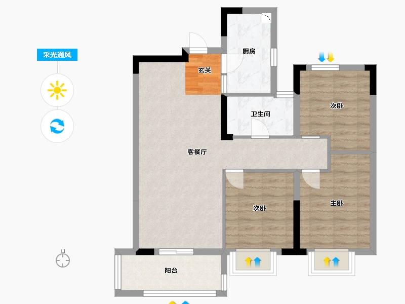 湖北省-武汉市-融创首创九派江山-73.79-户型库-采光通风